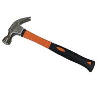 Fibreglass Claw Hammer, Rubber Grip, 450g