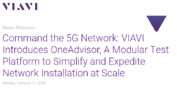 VIAVI Press Release - VIAVI OneAdvisor-800 All-In-One Cell Site Installation and Maintenance Test Tool