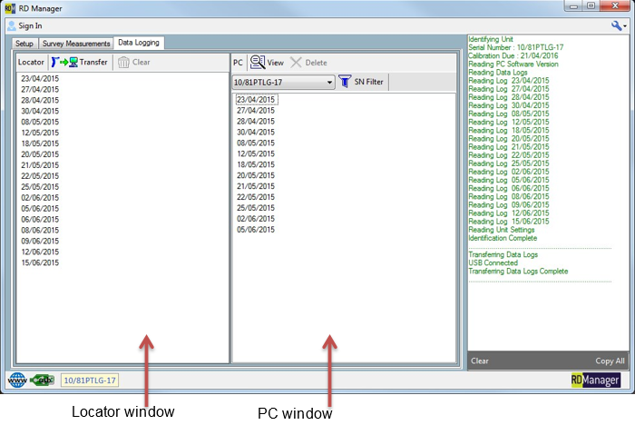 Pipe and Cable Locator Usage Logging Data